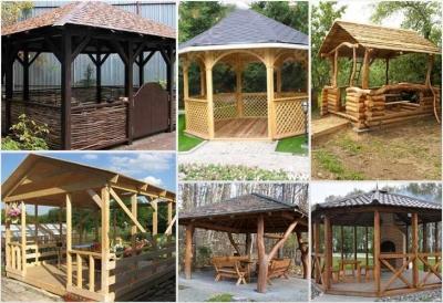 Беседки для дачи своими руками простые: стальные, деревянные, каменные