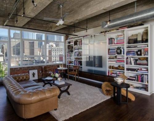 Обустройство и мебель в гостиной стиля лофт