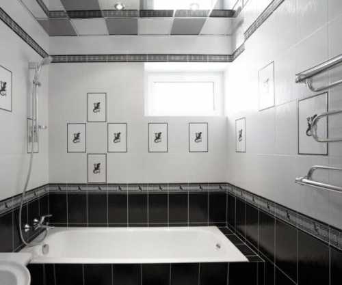 Ванная комната в чёрно-белых тонах