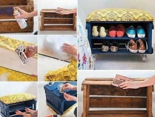 Как сделать пуф из старого ящика